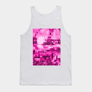 1970s Twinkle Pink Disco Ball Pattern Tank Top